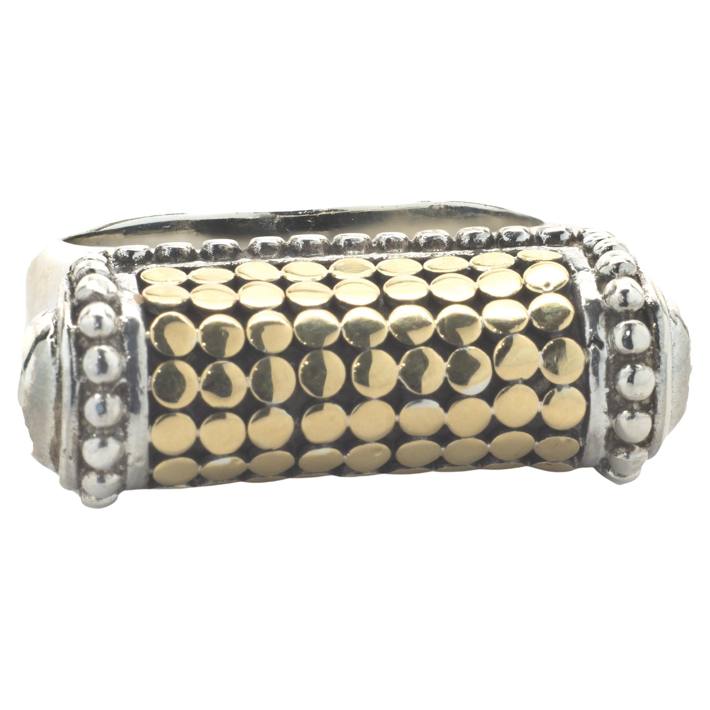 John Hardy 18 Karat Yellow Gold and Sterling Silver Dot Collection Ring