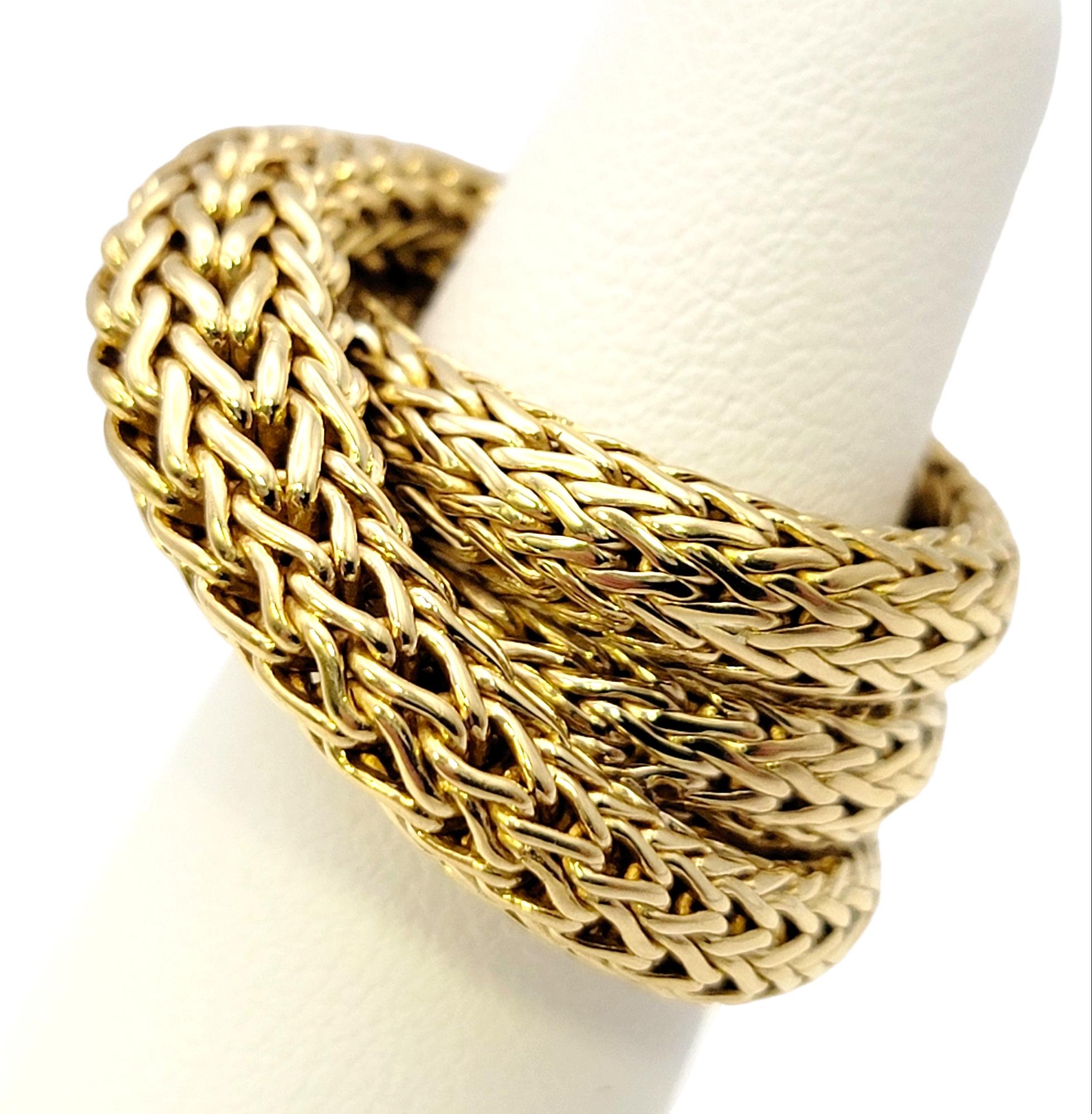 John Hardy 18 Karat Yellow Gold Chunky Twisted Woven Cocktail Ring For Sale 5