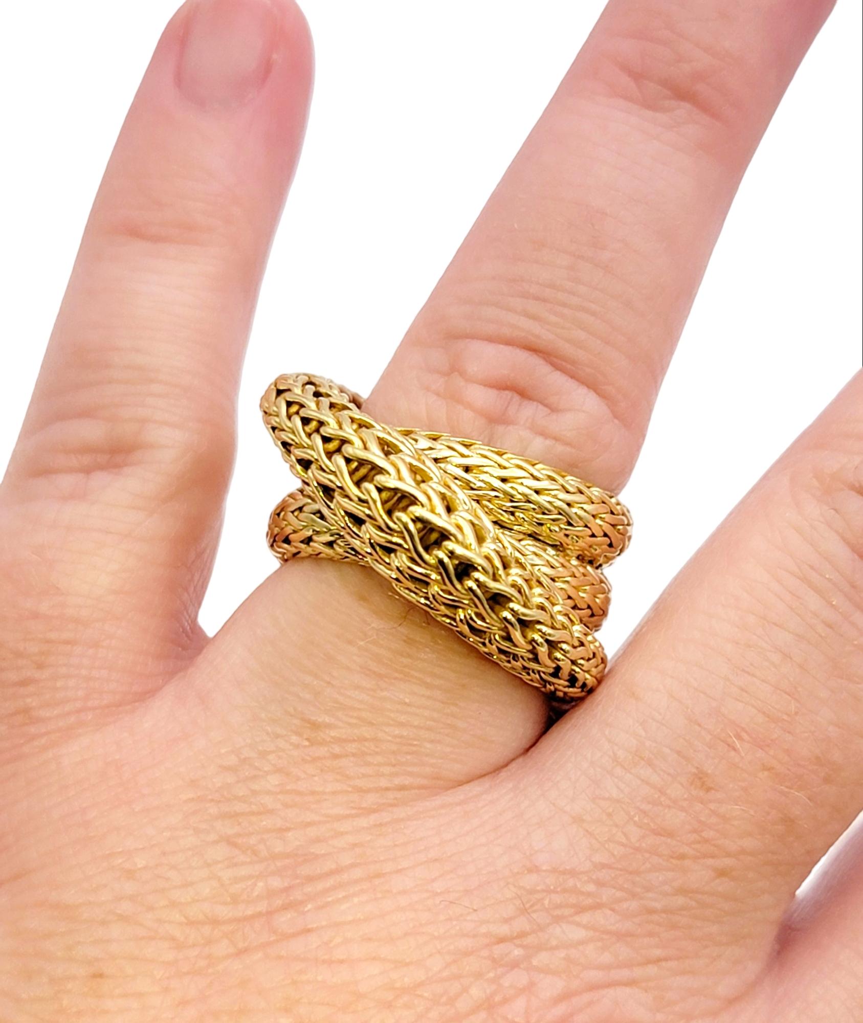 John Hardy 18 Karat Yellow Gold Chunky Twisted Woven Cocktail Ring For Sale 6