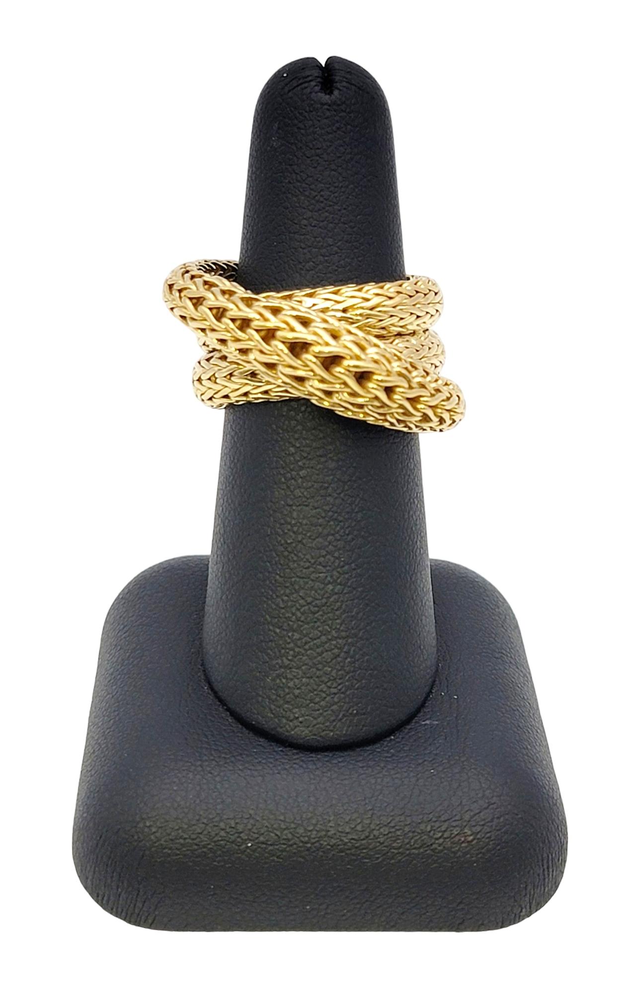 John Hardy 18 Karat Yellow Gold Chunky Twisted Woven Cocktail Ring For Sale 10
