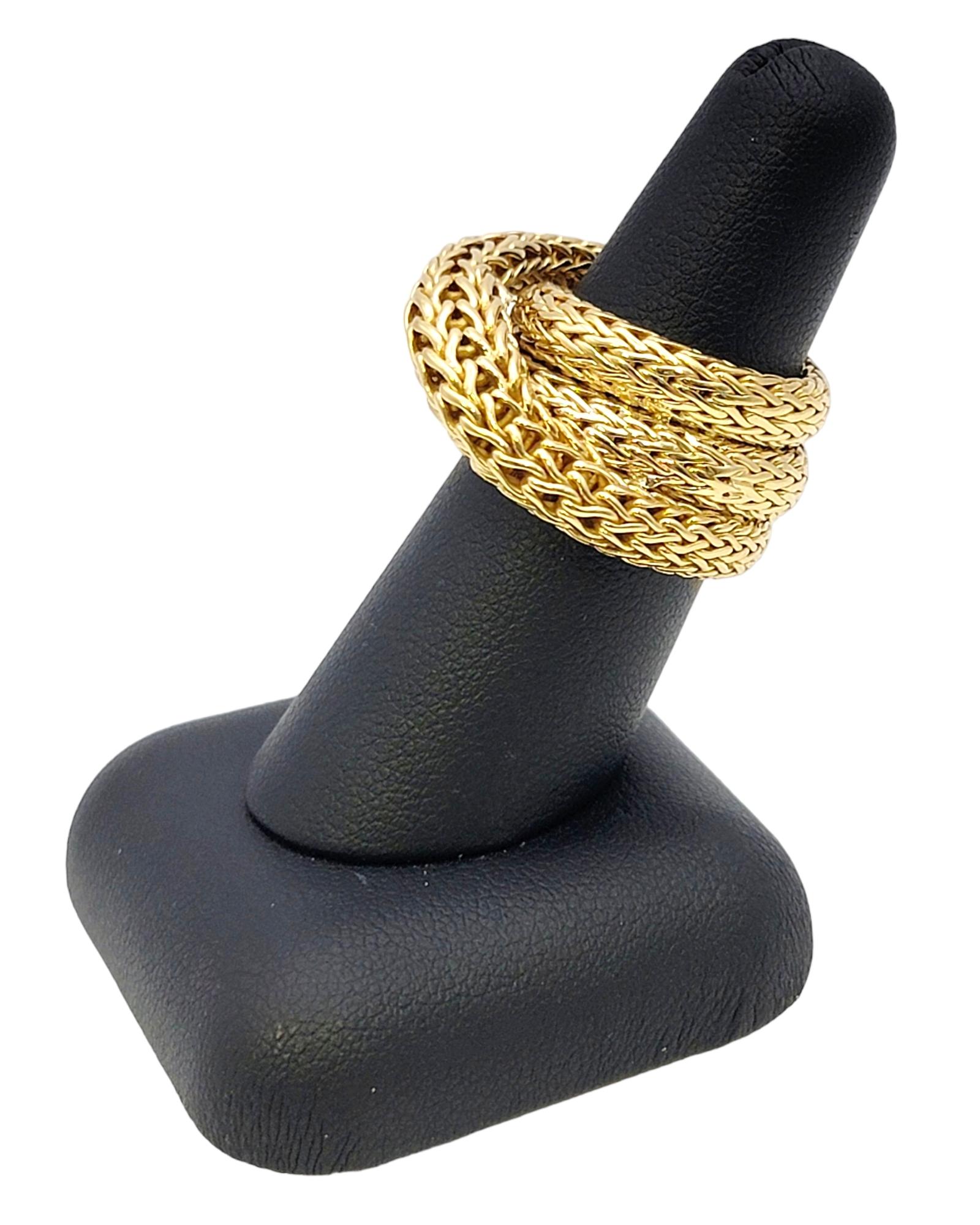 John Hardy 18 Karat Yellow Gold Chunky Twisted Woven Cocktail Ring For Sale 11