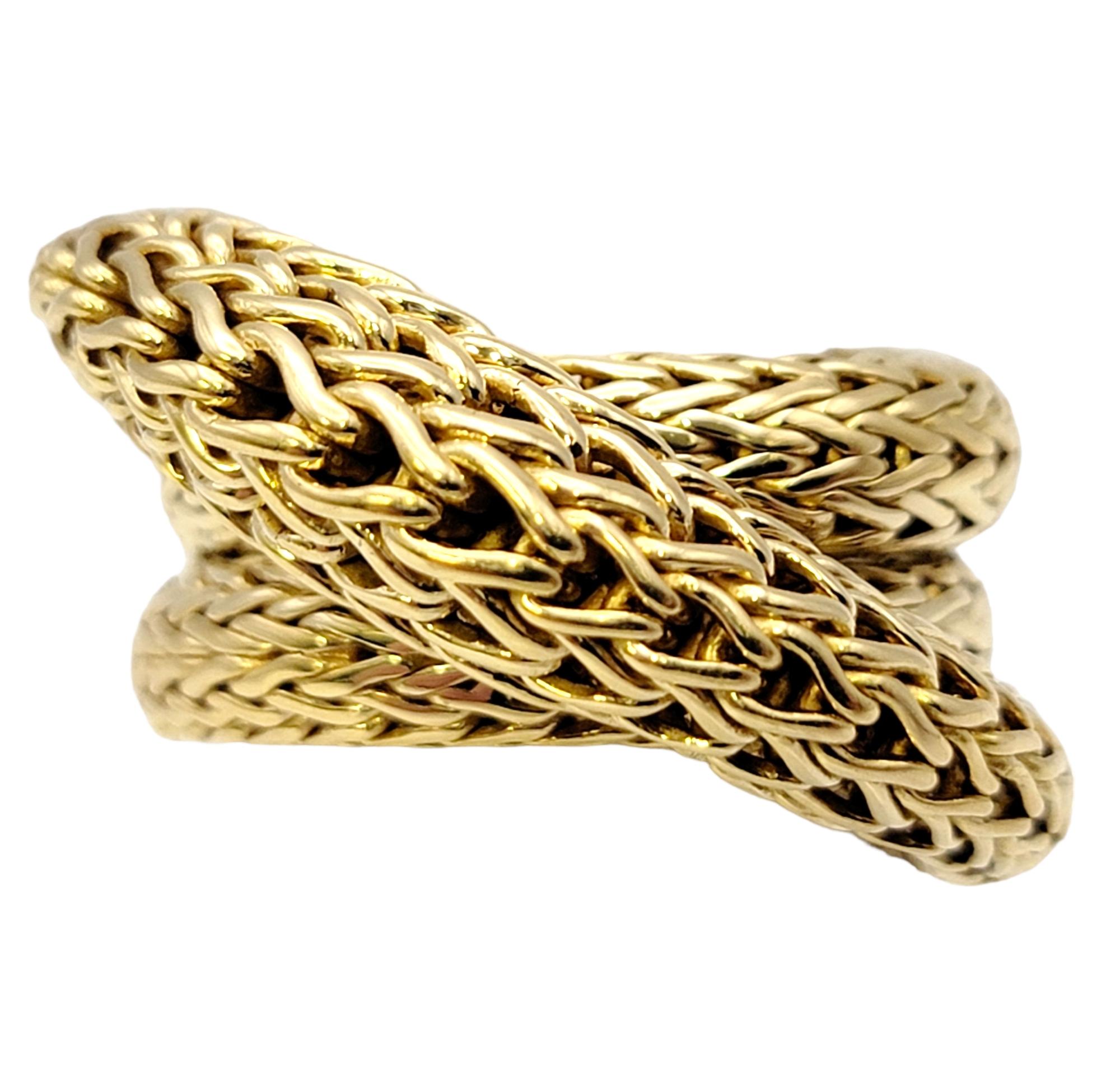 Contemporary John Hardy 18 Karat Yellow Gold Chunky Twisted Woven Cocktail Ring For Sale