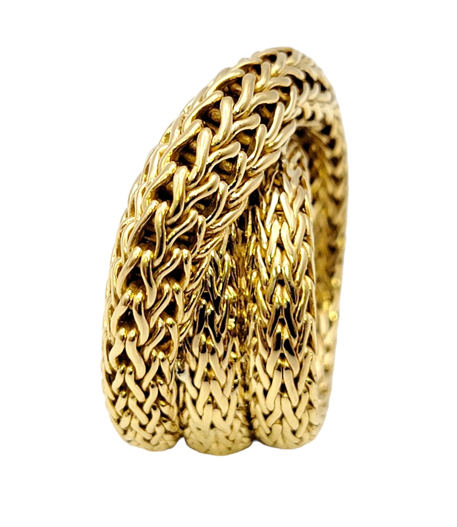 John Hardy 18 Karat Yellow Gold Chunky Twisted Woven Cocktail Ring In Good Condition For Sale In Scottsdale, AZ