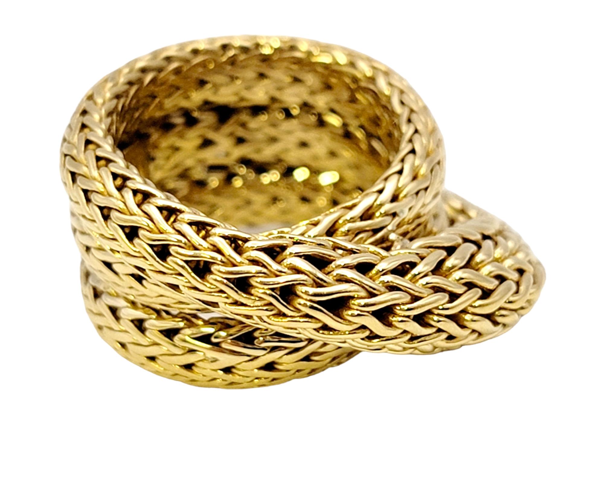 Women's or Men's John Hardy 18 Karat Yellow Gold Chunky Twisted Woven Cocktail Ring For Sale