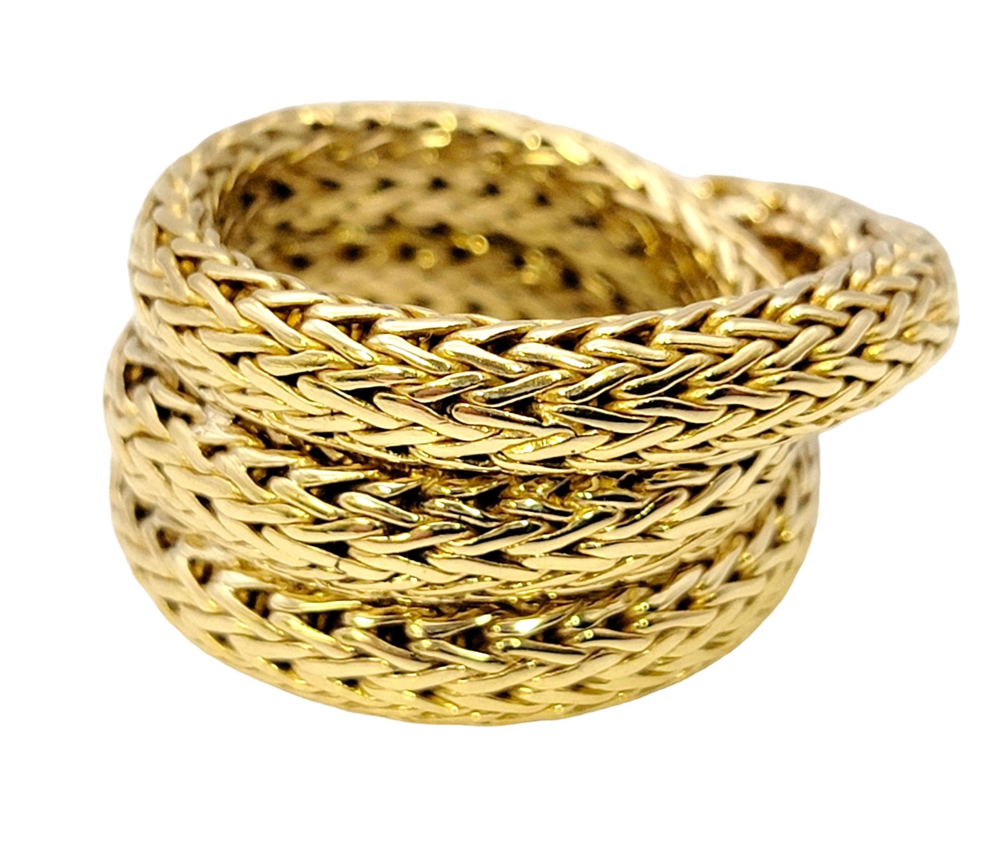John Hardy 18 Karat Yellow Gold Chunky Twisted Woven Cocktail Ring For Sale 1