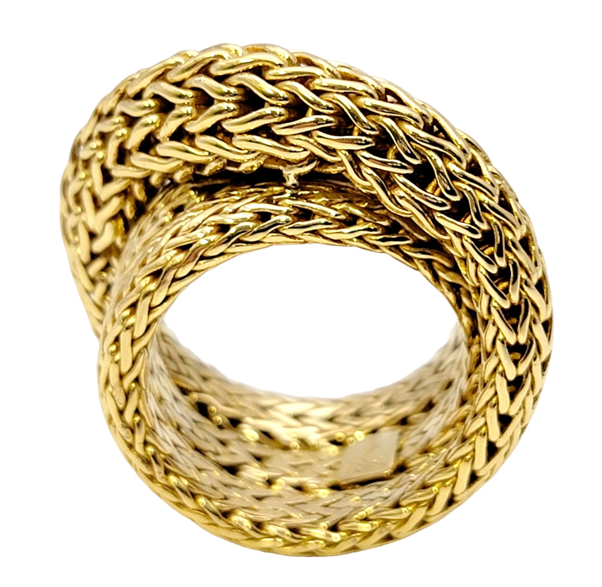 John Hardy 18 Karat Yellow Gold Chunky Twisted Woven Cocktail Ring For Sale 2