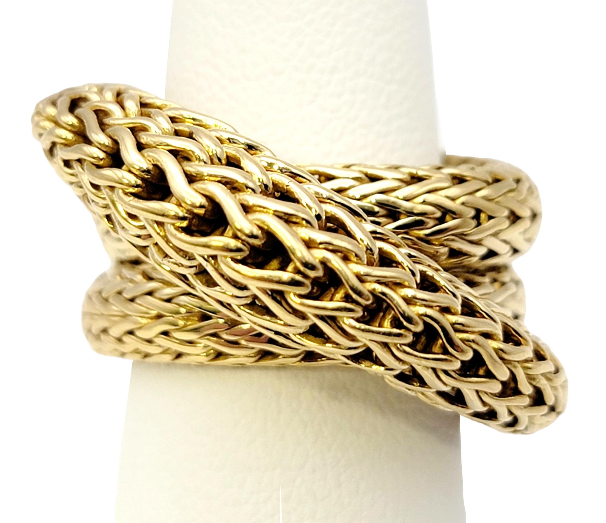 John Hardy 18 Karat Yellow Gold Chunky Twisted Woven Cocktail Ring For Sale 4