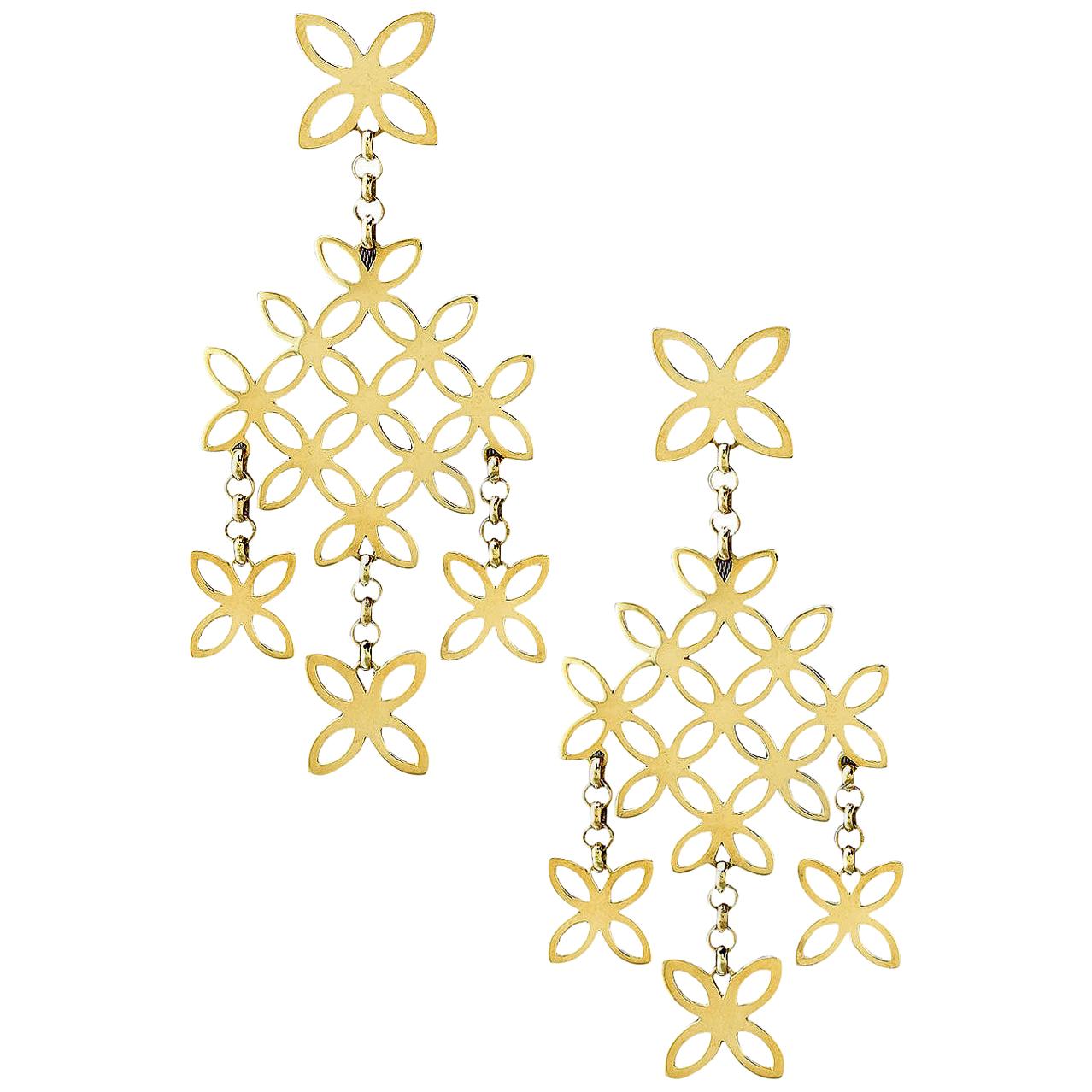 John Hardy 18 Karat Yellow Gold Kawung Chandelier Earrings