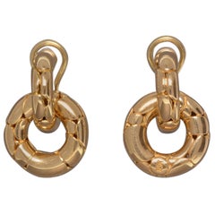 Retro John Hardy 18 Karat Yellow Gold Lever-Back Hoops with Removable Dangle Hoop