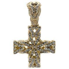 John Hardy 18 Karat Yellow Gold Pave Diamond Maltese Cross Pendant
