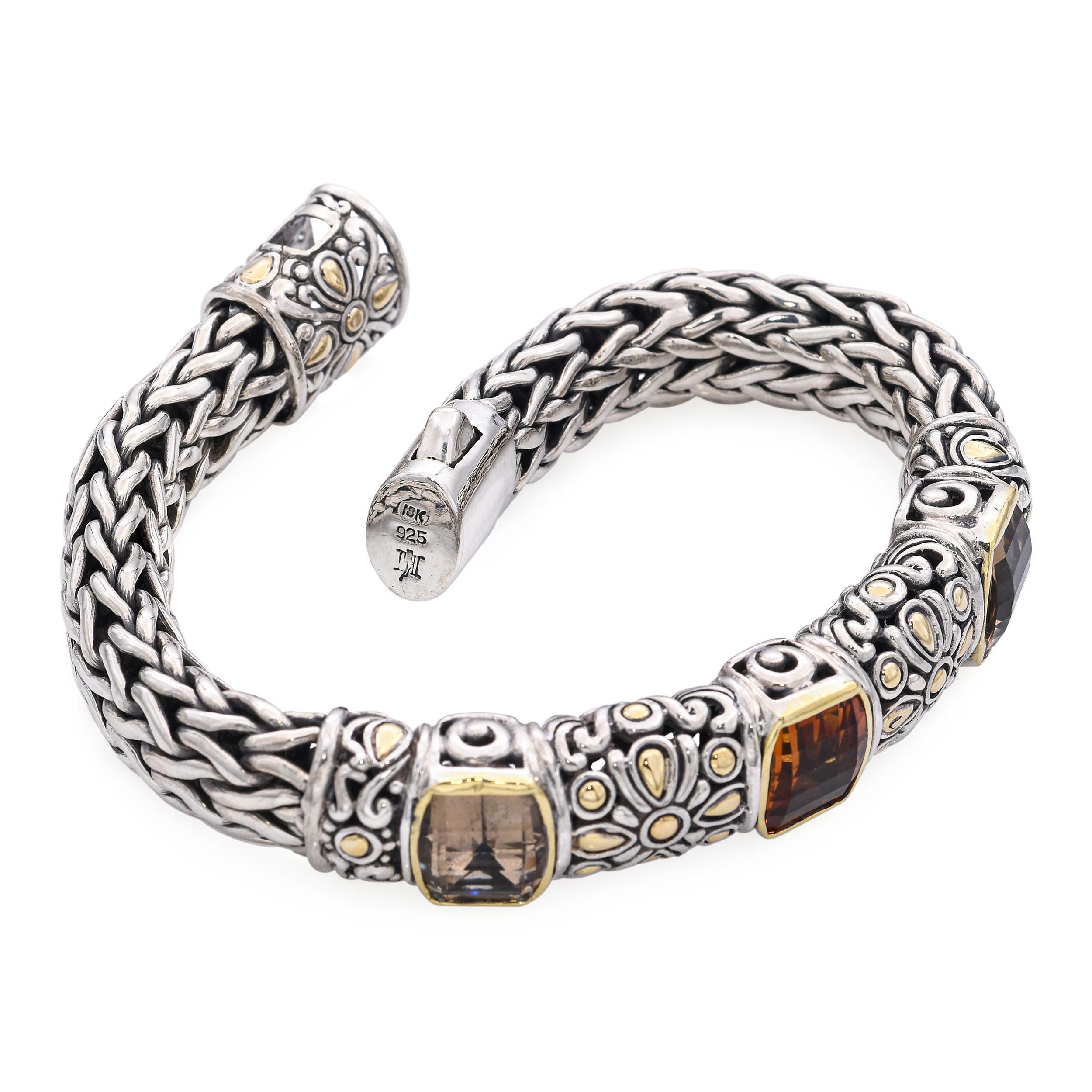 I John Hardy Bracelet en argent 18k et en argent sterling, orné de citrine et de quartz fumé Bon état - En vente à New York, NY