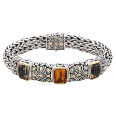 I John Hardy Bracelet en argent 18k et en argent sterling, orné de citrine et de quartz fumé