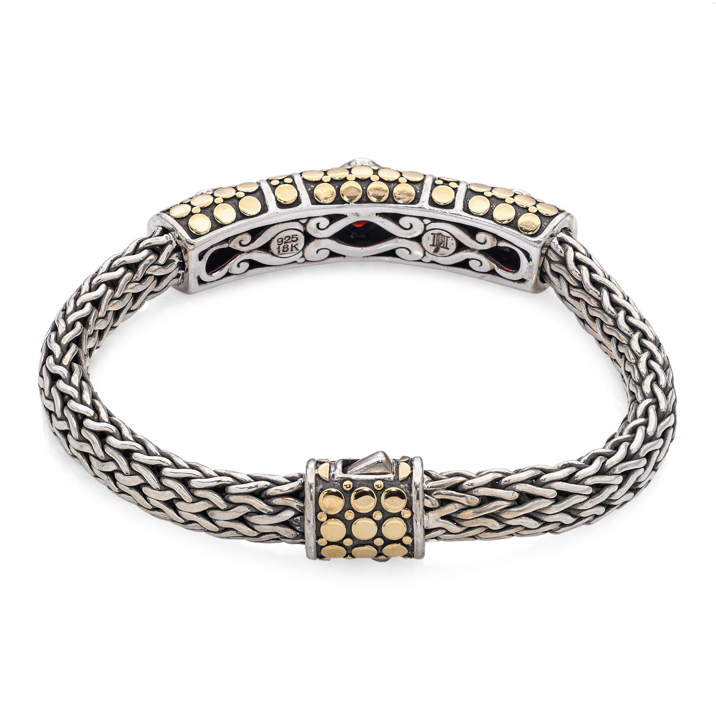 I John Hardy Bracelet Station en argent 18k et en argent sterling, grenat Dot Kali Bon état - En vente à New York, NY