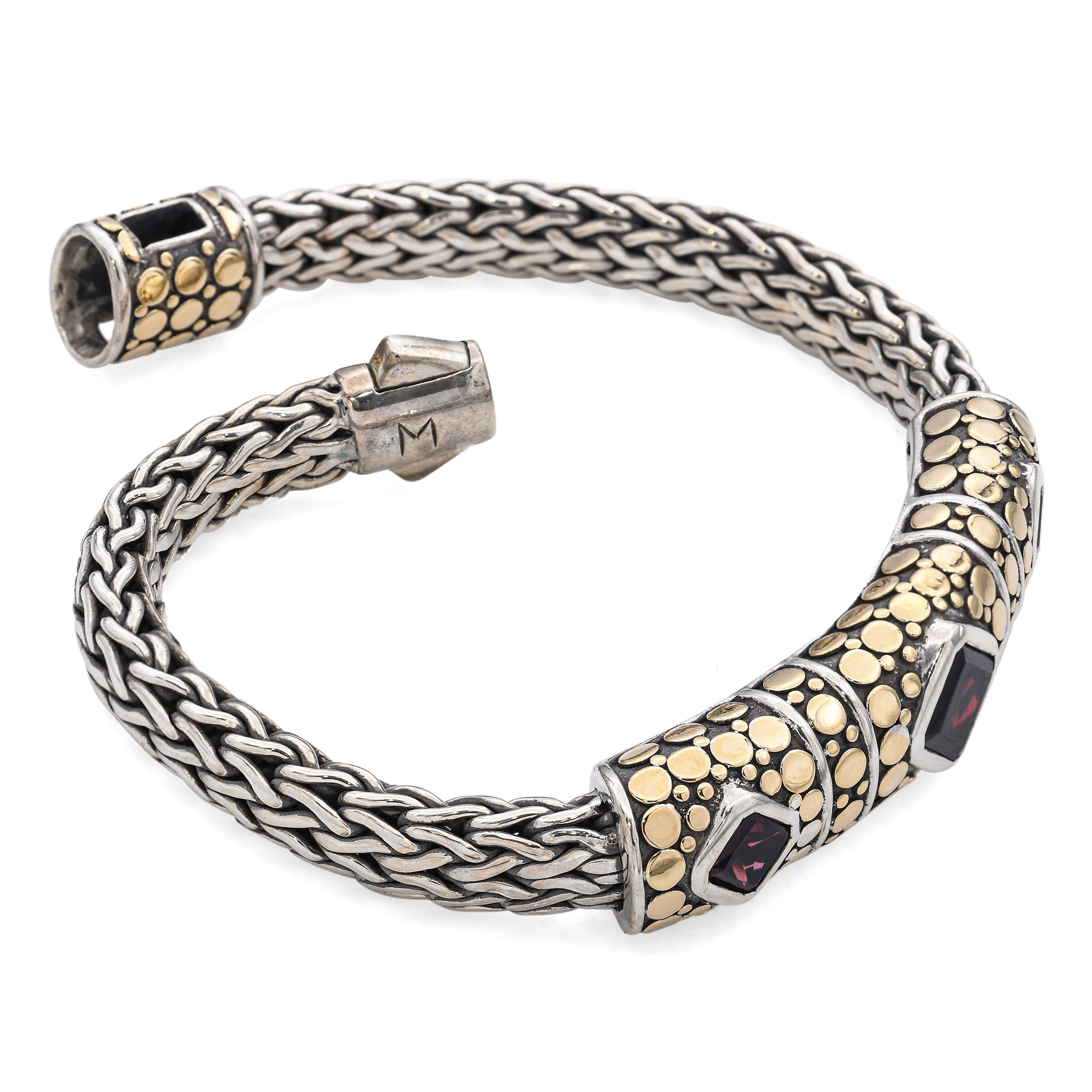 I John Hardy Bracelet Station en argent 18k et en argent sterling, grenat Dot Kali Pour femmes en vente