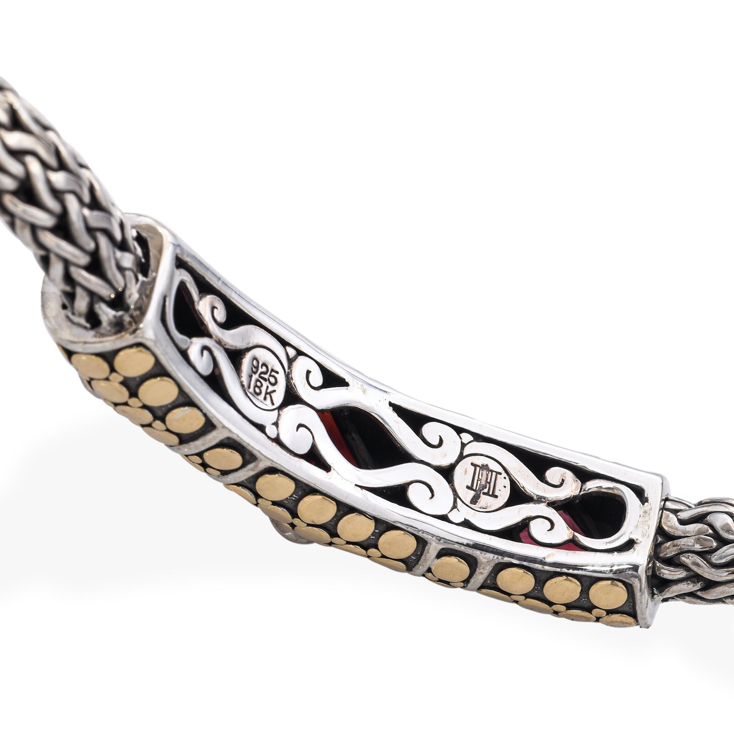 I John Hardy Bracelet Station en argent 18k et en argent sterling, grenat Dot Kali en vente 1