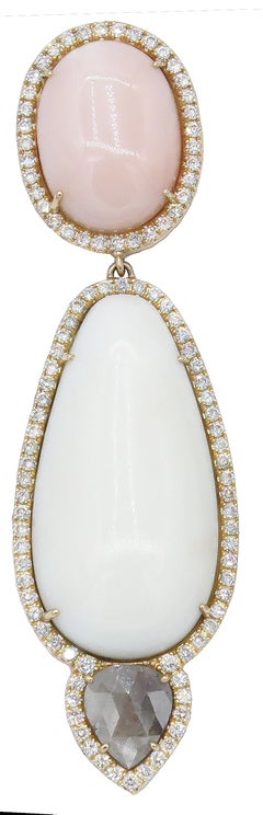 John Hardy 18 Karat Gold Pave Set Diamond and Multicolored Coral