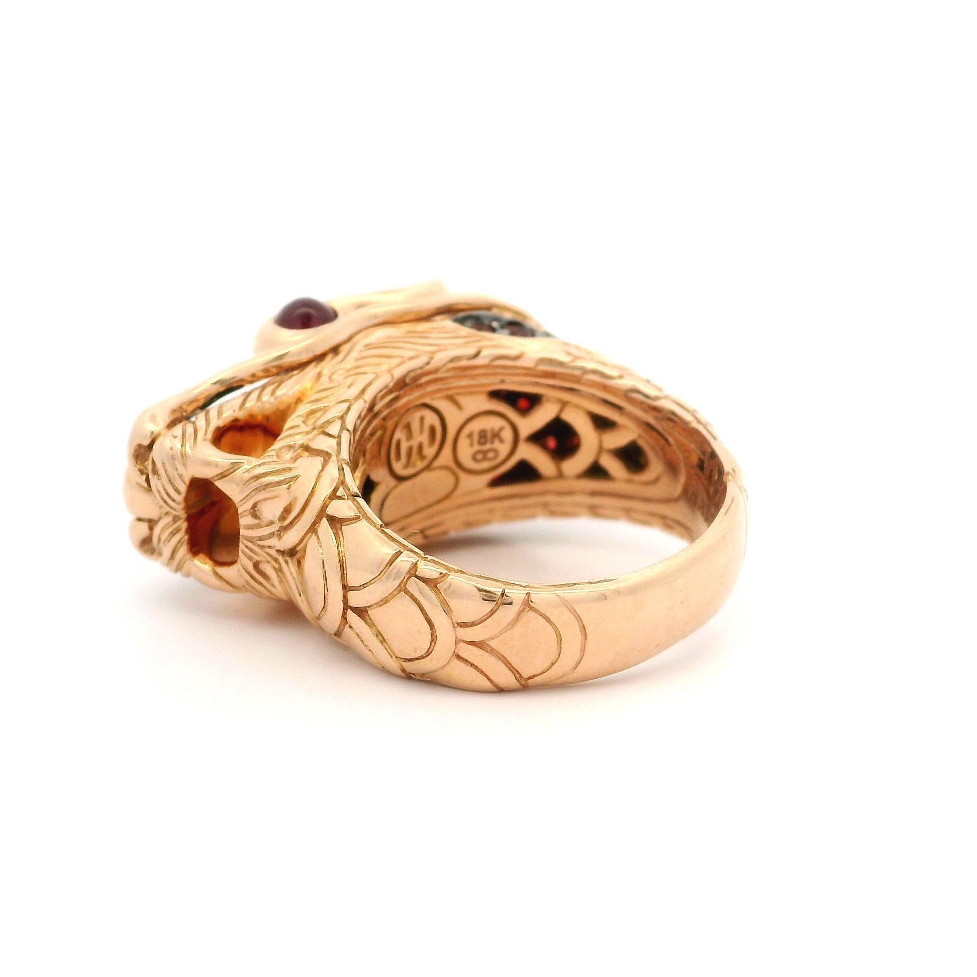 John Hardy 18k Rose Gold Detailed Heavy Dragon Head Ring For Sale 6