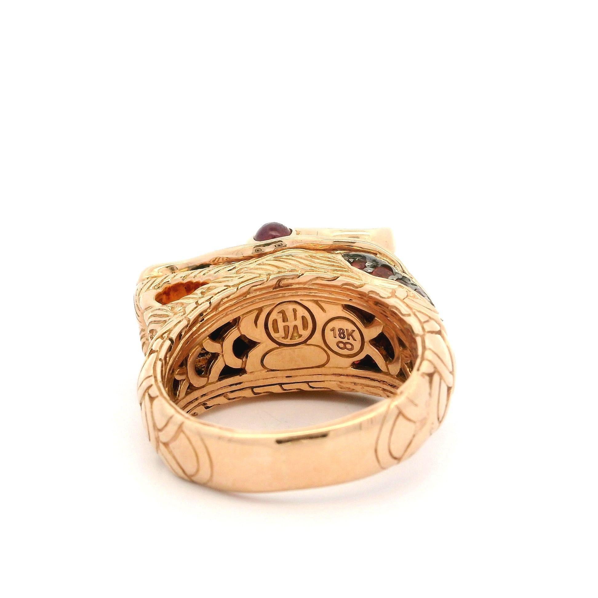 John Hardy 18k Rose Gold Detailed Heavy Dragon Head Ring In Excellent Condition For Sale In Montclair, NJ