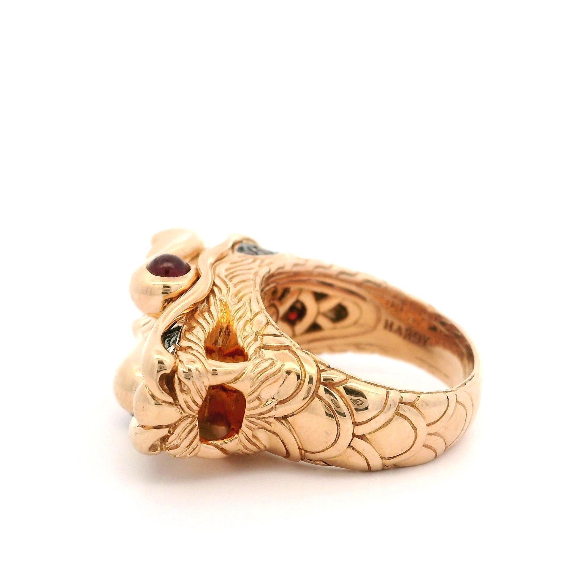 Women's John Hardy 18k Rose Gold Detailed Heavy Dragon Head Ring For Sale