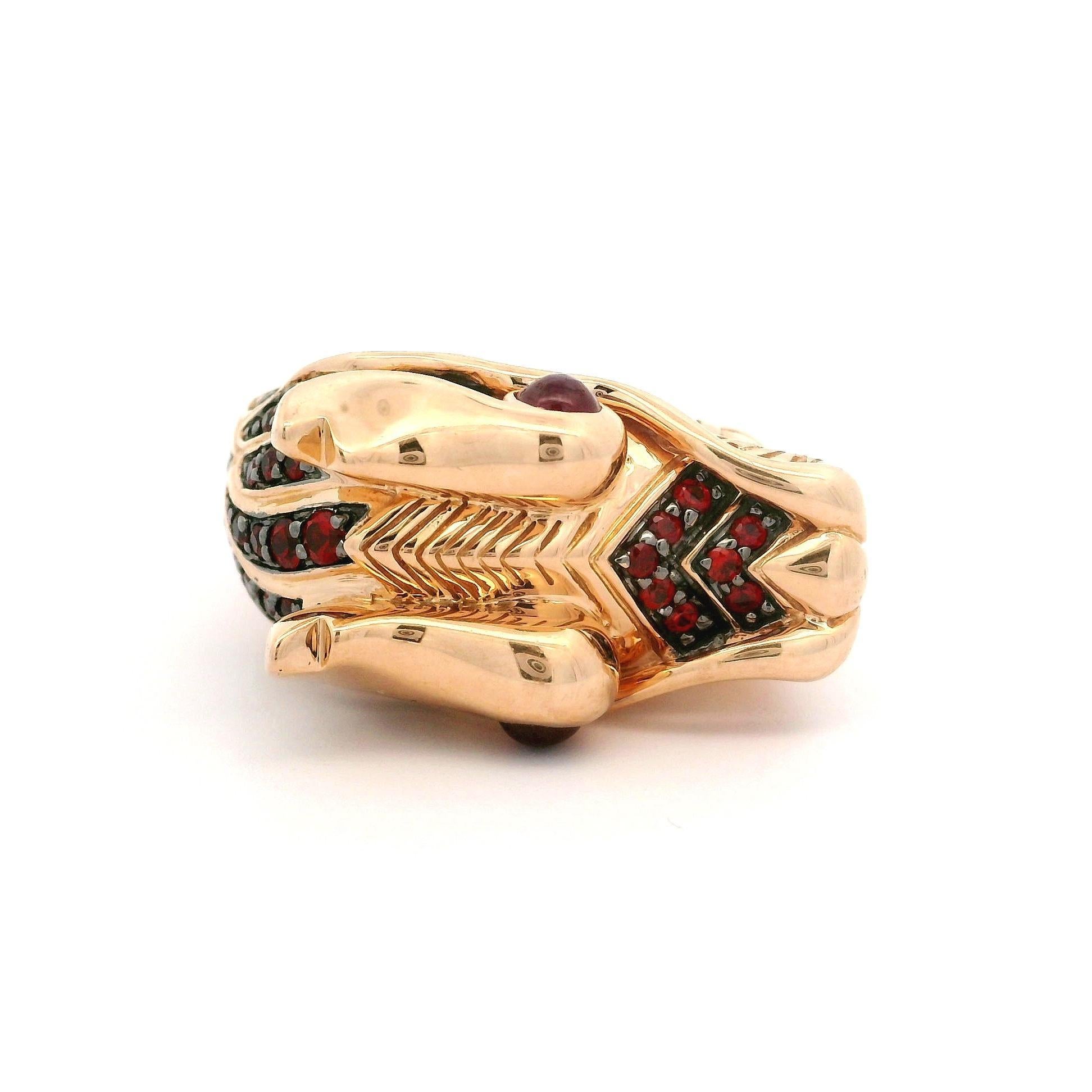John Hardy 18k Rose Gold Detailed Heavy Dragon Head Ring For Sale 2