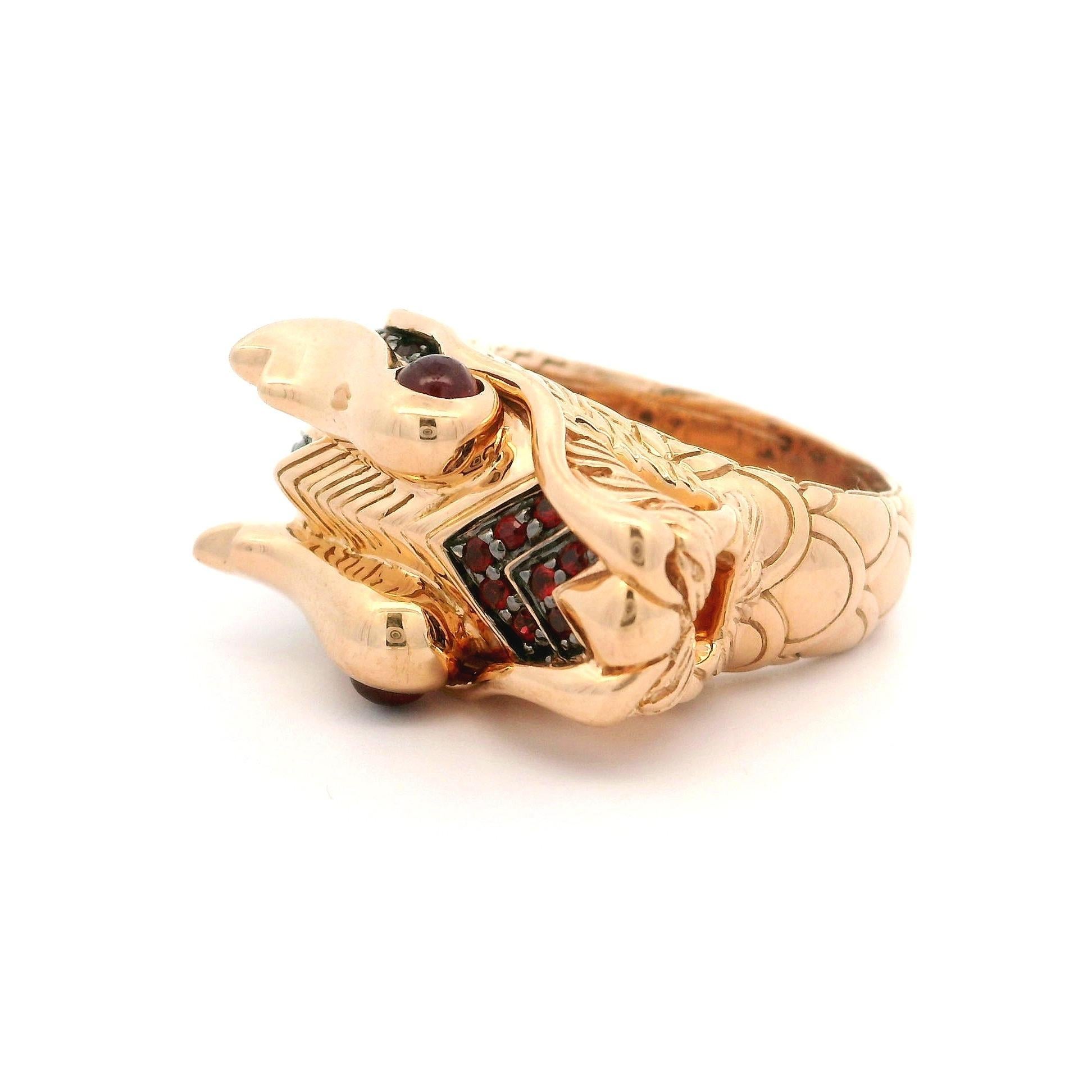 John Hardy 18k Rose Gold Detailed Heavy Dragon Head Ring For Sale 3