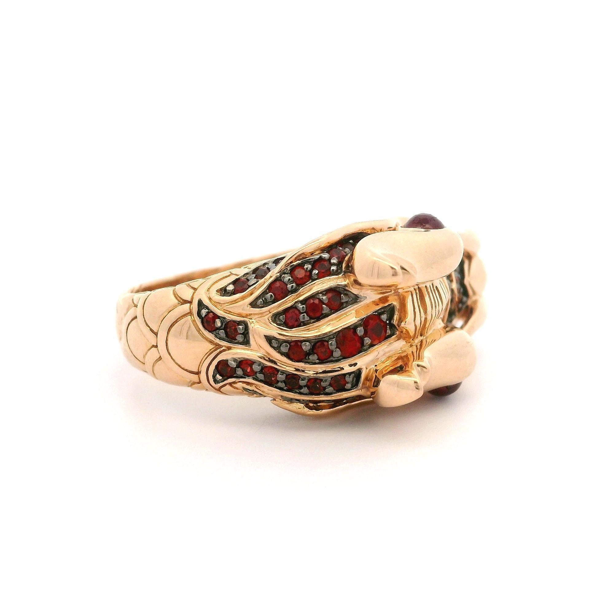 John Hardy 18k Rose Gold Detailed Heavy Dragon Head Ring For Sale 4