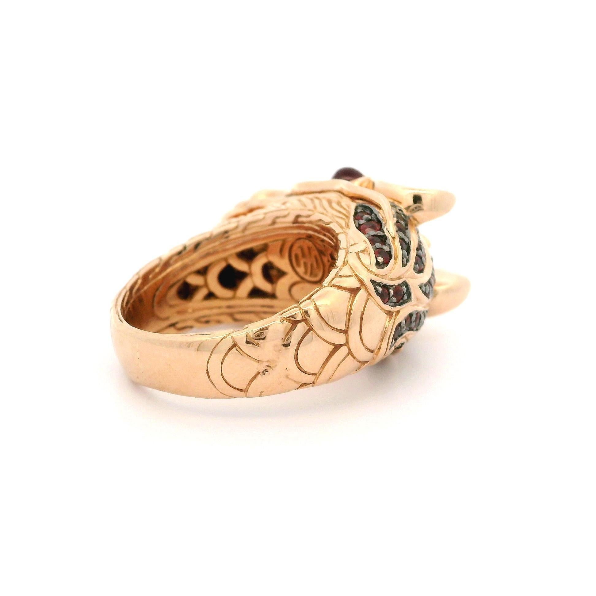 John Hardy 18k Rose Gold Detailed Heavy Dragon Head Ring For Sale 5