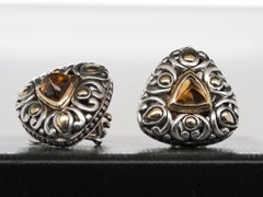 John Hardy 18k Sterling Silver Citrine Clip Earrings