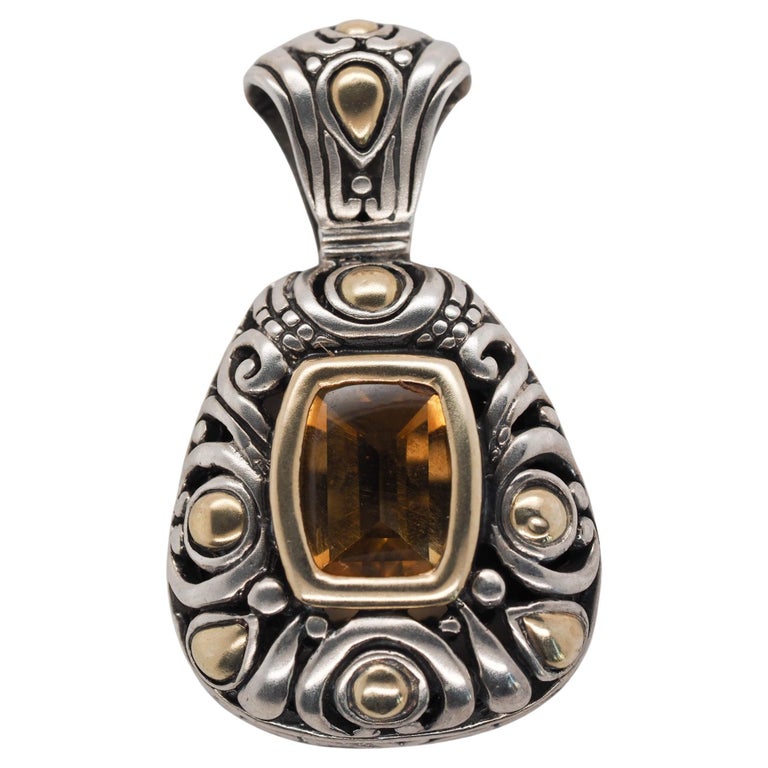 John Hardy 18k Sterling Silver Citrine Pendant For Sale at 1stDibs