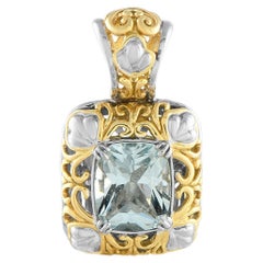 John Hardy 18K White and Yellow Gold 4.0ct Aquamarine Pendant
