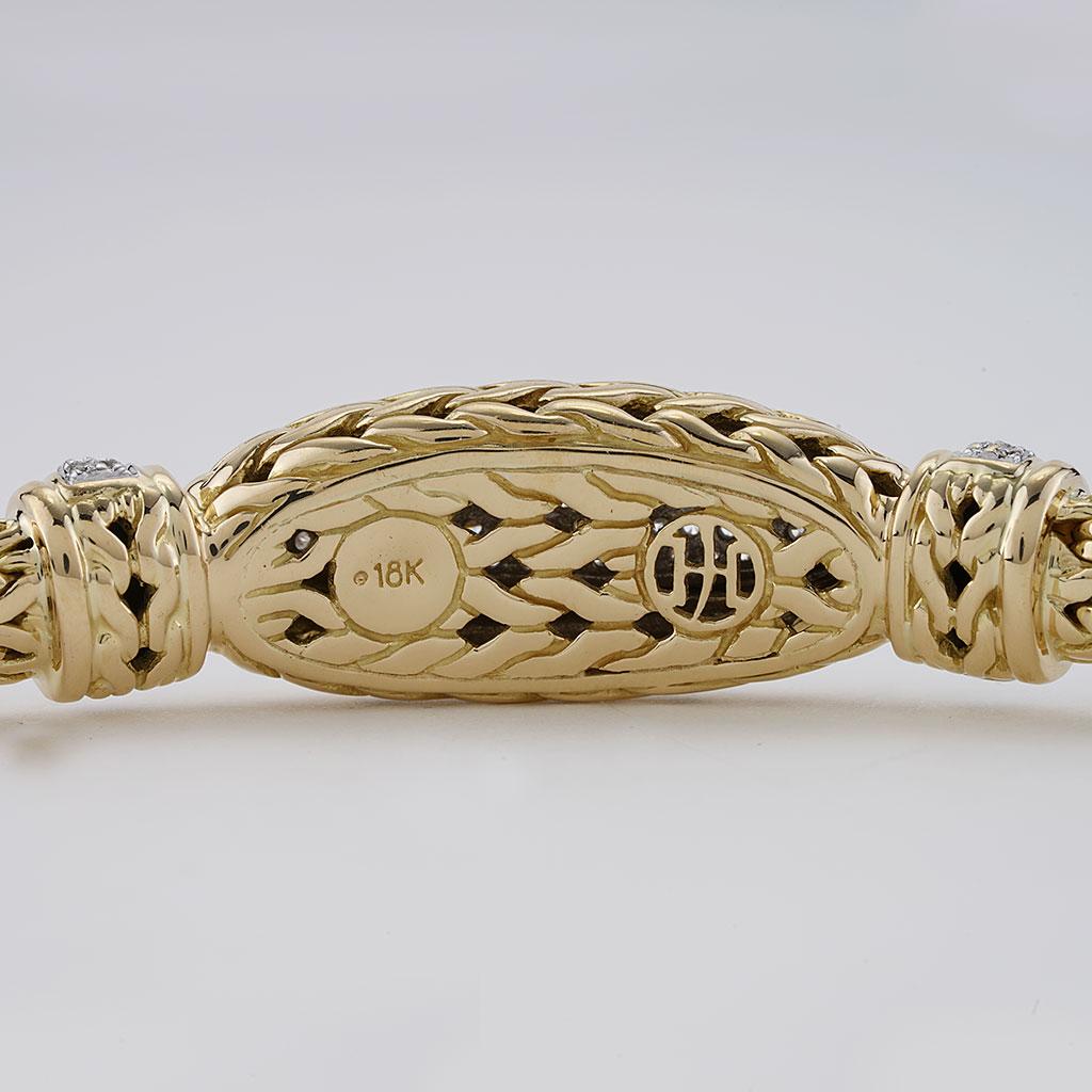 Contemporain John Hardy Bracelet de collection classique en or jaune 18 carats avec diamants pavés de 1,10 carat en vente