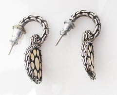 John Hardy 18 Karat Yellow Gold and Sterling Silver Dangle Earrings