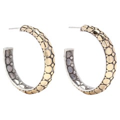 John Hardy 18K Yellow Gold and Sterling Silver Dot Hoop Hoop Earrings