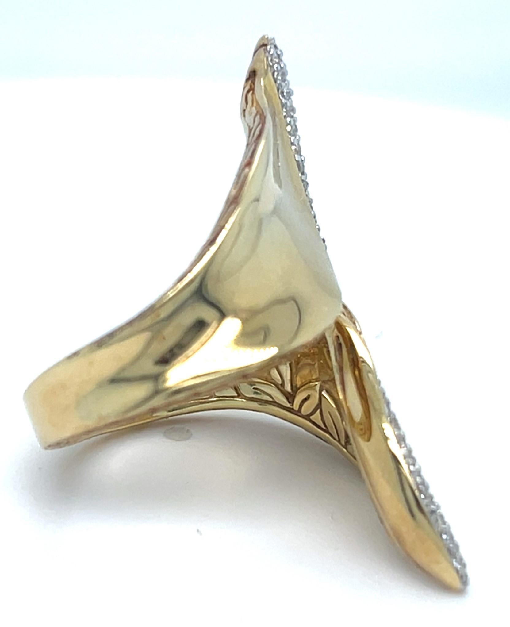 John Hardy 18k Yellow Gold Classic Chain Diamond Bypass Ring Size 7.25 Unisexe en vente