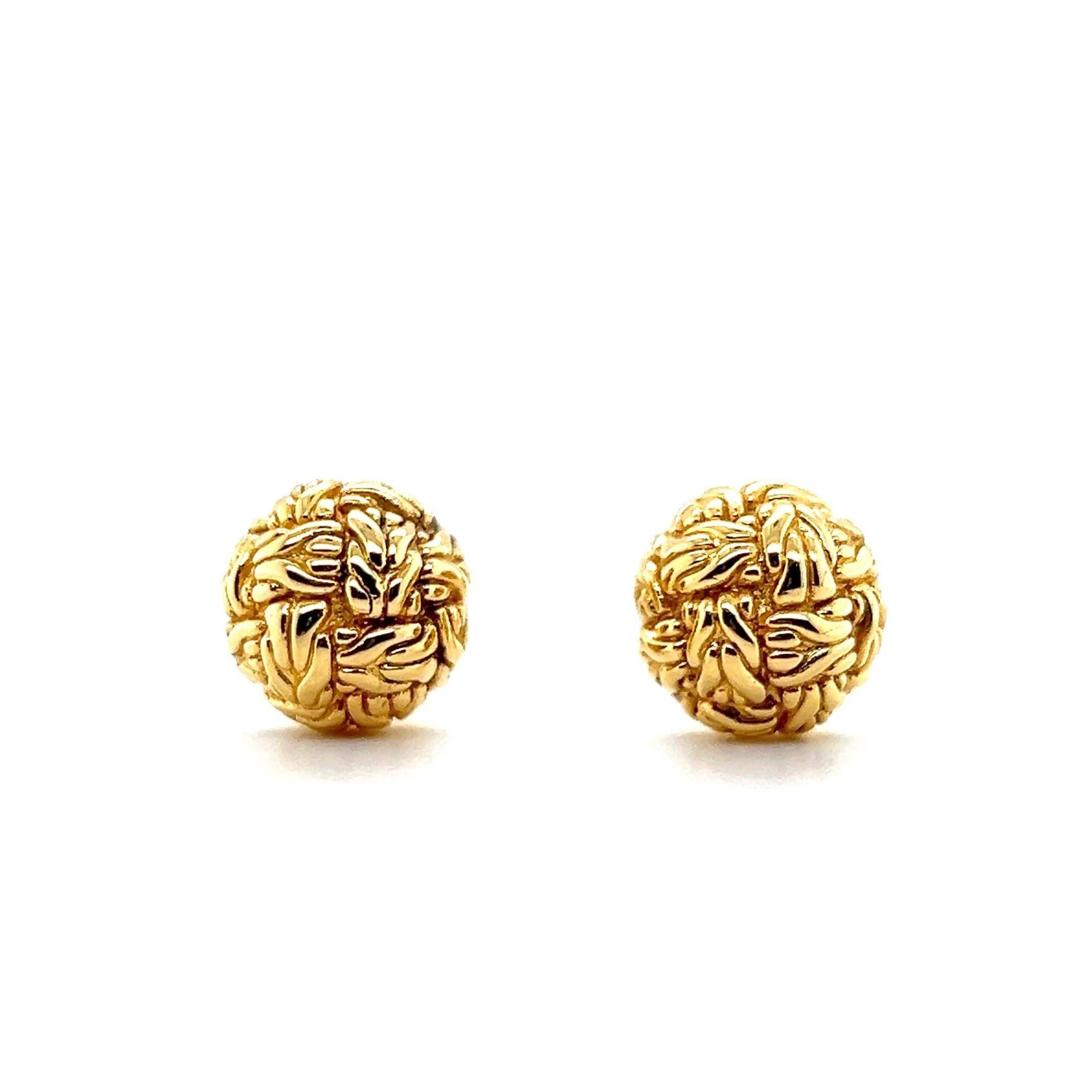 John Hardy Boucles d'oreilles Ball and Ball en or jaune 18 ct. en vente 3