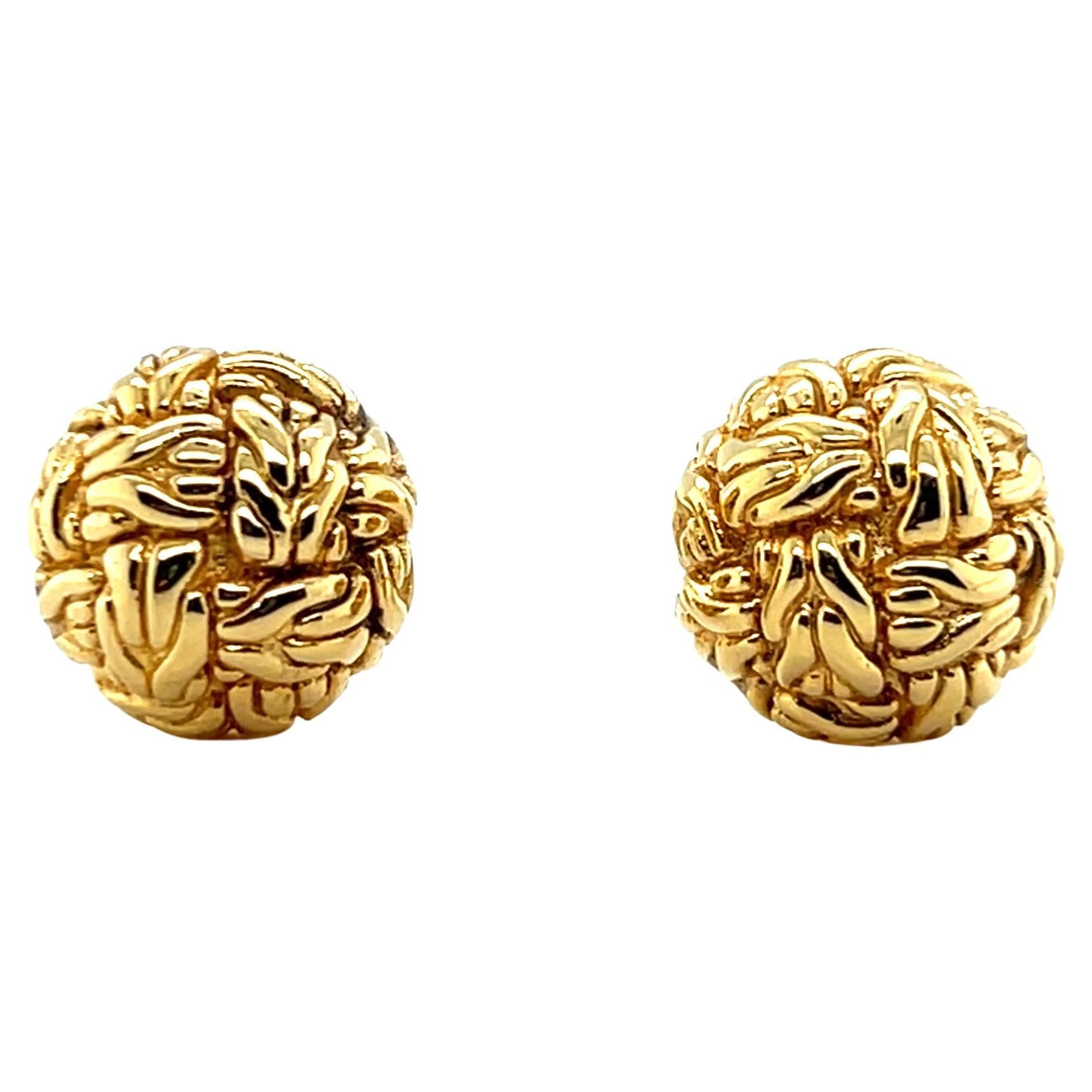 John Hardy - Orecchini con catena classica e nodo a sfera in oro giallo 18 ct. in vendita