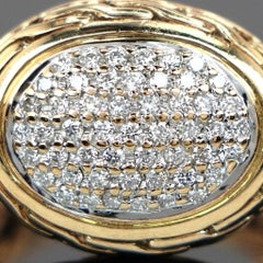 John Hardy 18k Yellow Gold Diamond Pave Oval Classic Chain Cocktail Ring