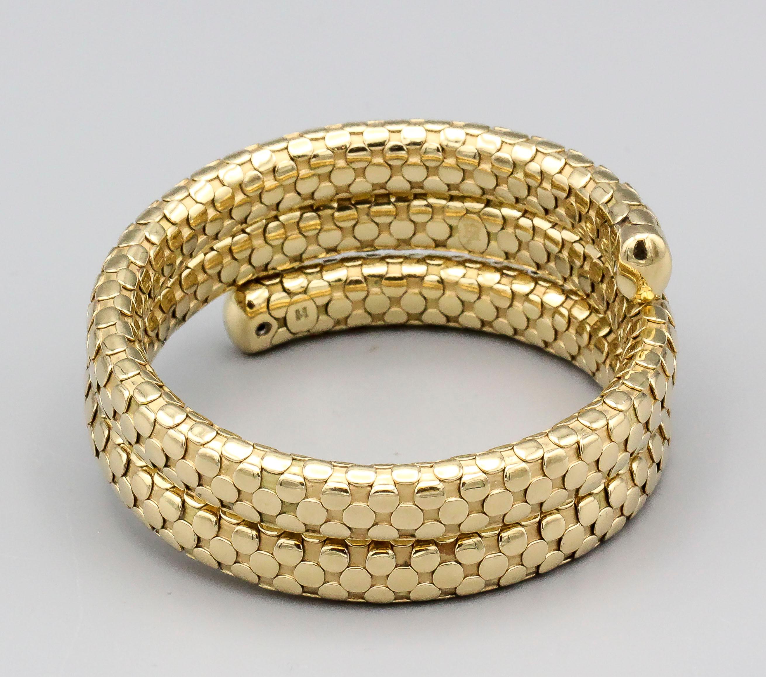 John Hardy 18k Gelbgold gepunktetes Spiral-Armband für Damen oder Herren