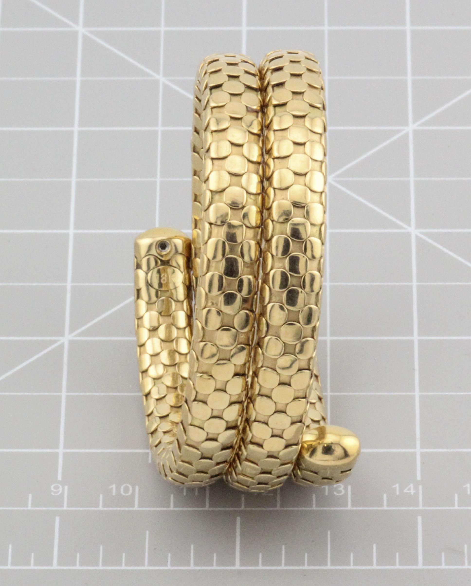 Women's or Men's John Hardy 18k Yellow Gold Dot Flexible Coil Bracelet