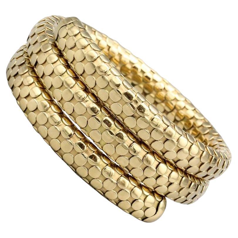 John Hardy 18k Yellow Gold Dot Flexible Coil Bracelet