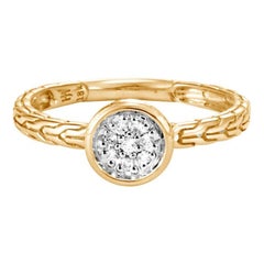 John Hardy 18k Yellow Gold Dot Pave Diamond Ring