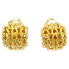 John Hardy 18k Yellow Gold Simple Classic Link Omega Earrings