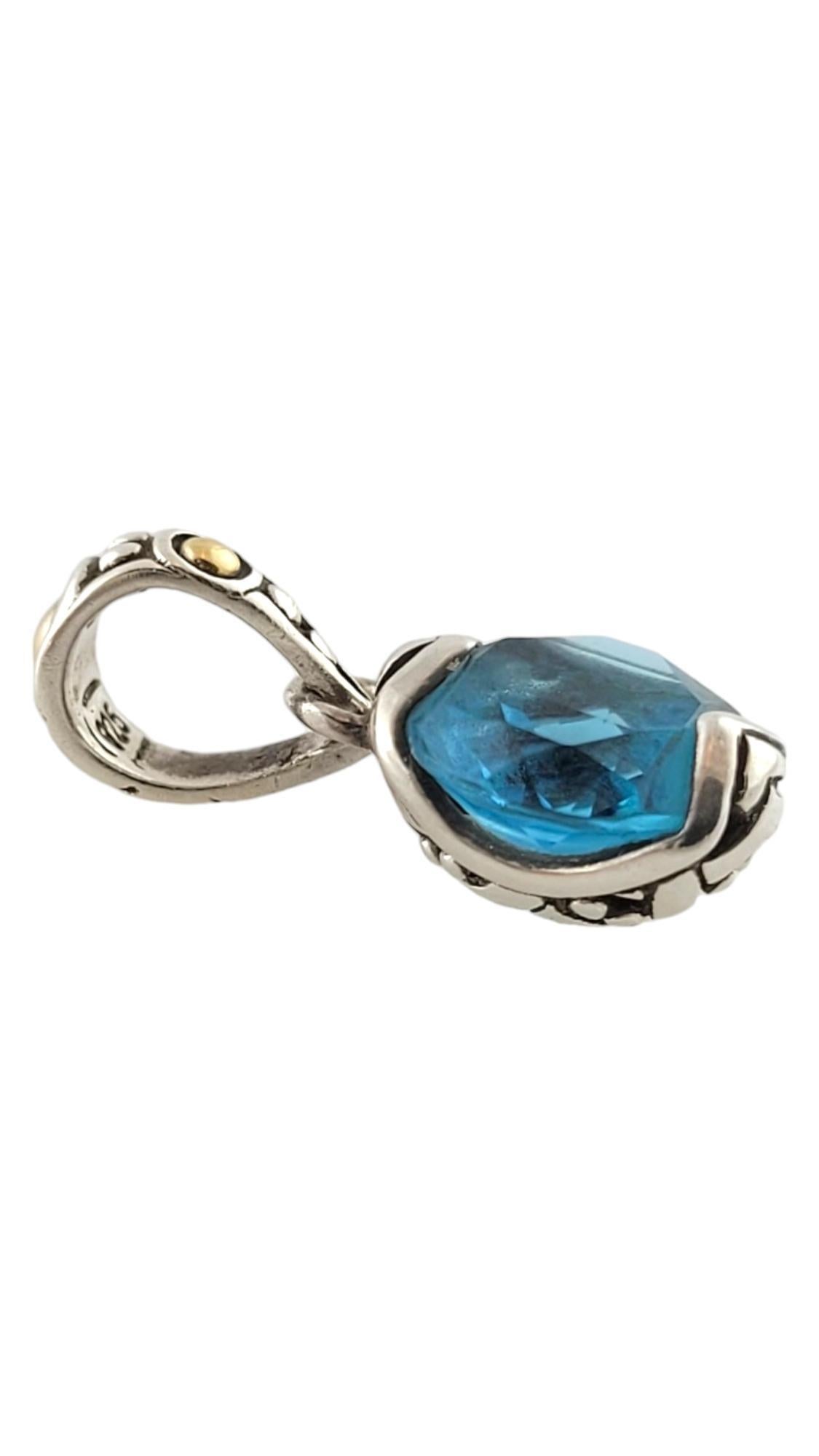 Oval Cut John Hardy 18K Yellow Gold/ Sterling Silver Blue Topaz Pendant #17914