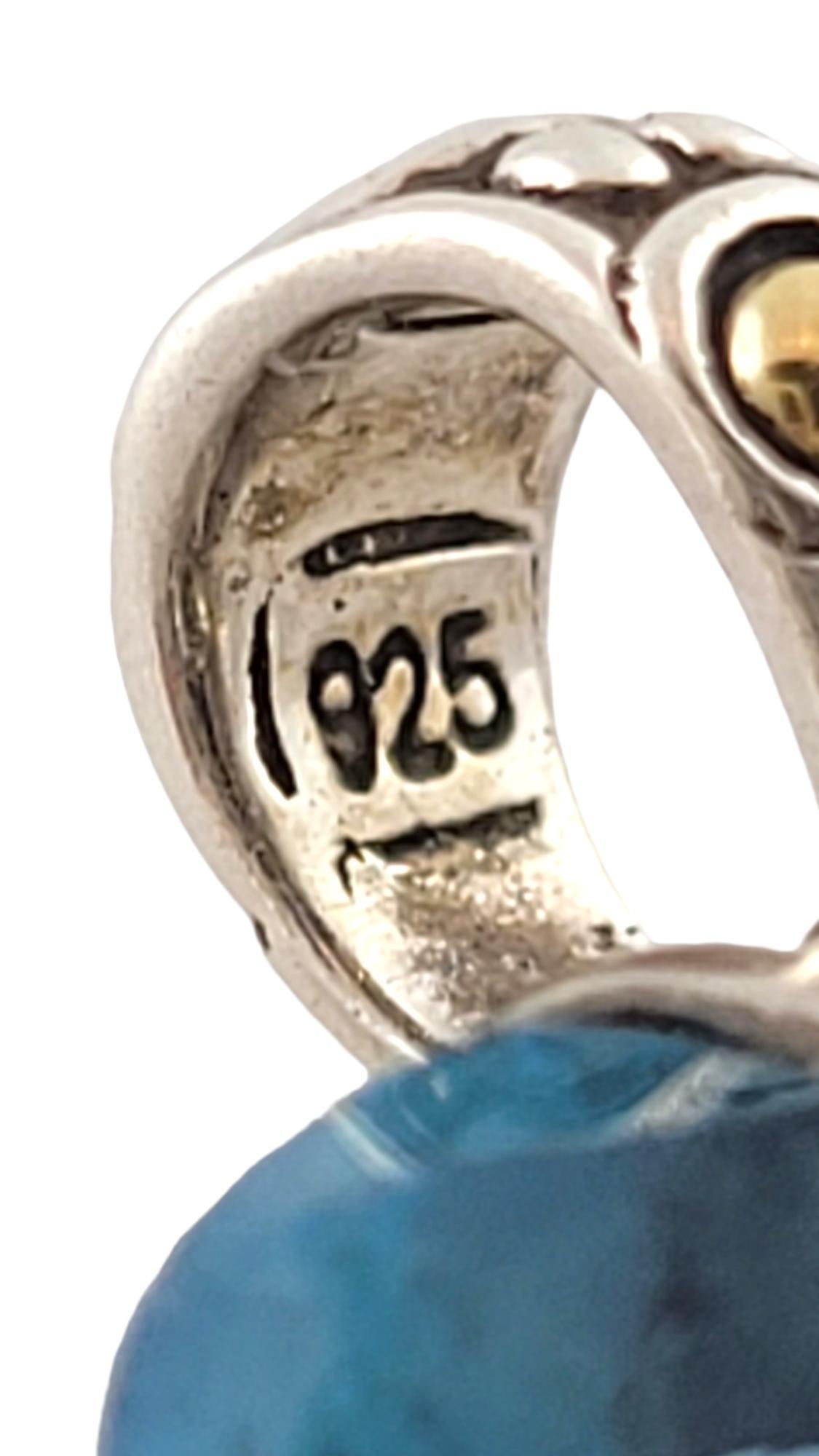 John Hardy 18K Yellow Gold/ Sterling Silver Blue Topaz Pendant #17914 2