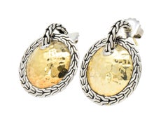 John Hardy 22 Karat Gold Sterling Silver Classic Chain and Disc Earrings