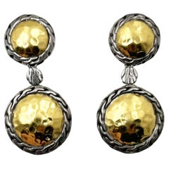 John Hardy Pendientes colgantes redondos de oro de 22 quilates y plata de 925 de la colección Palu