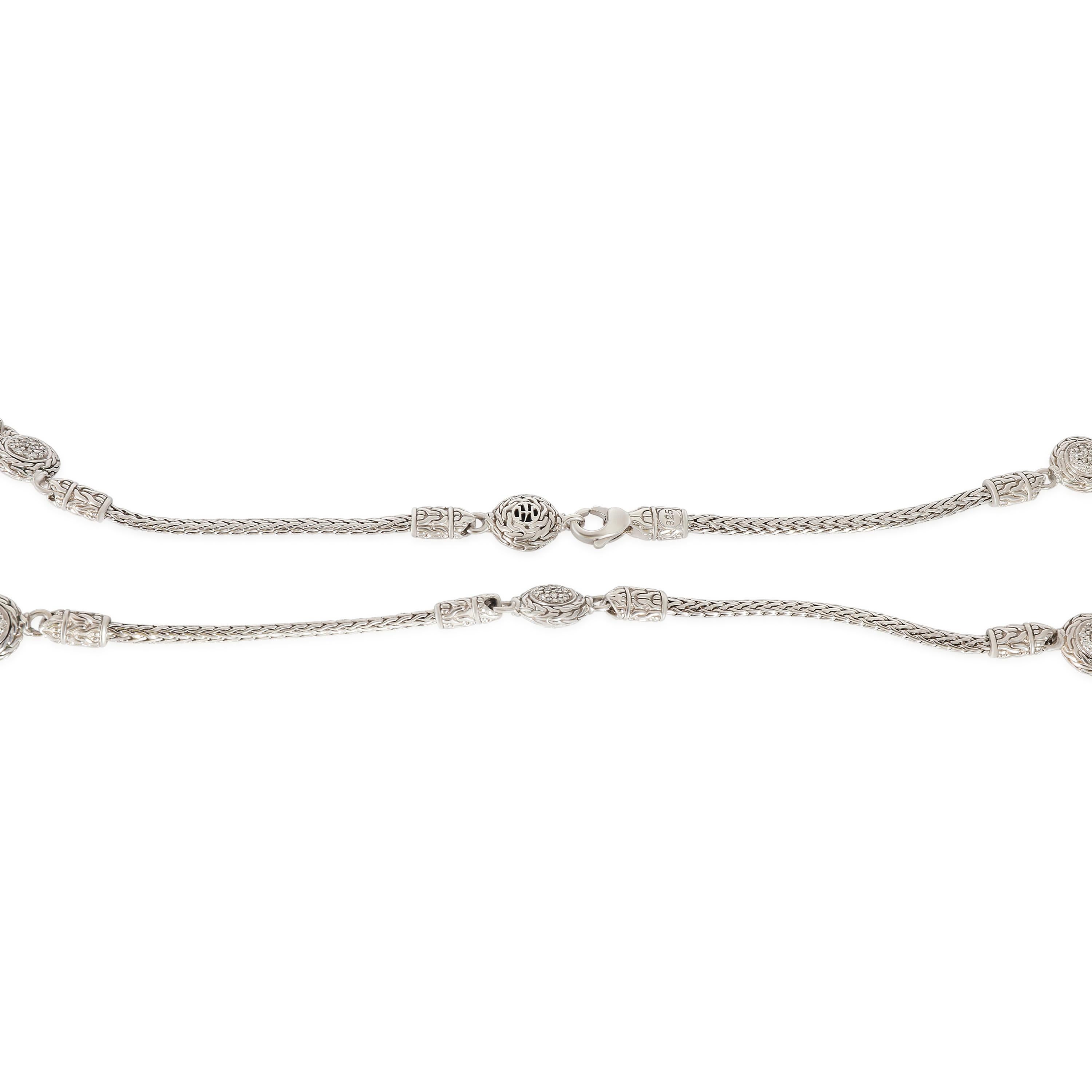 John Hardy 5 Station Diamant-Halskette aus Sterlingsilber 1,20 Karat im Zustand „Hervorragend“ in New York, NY