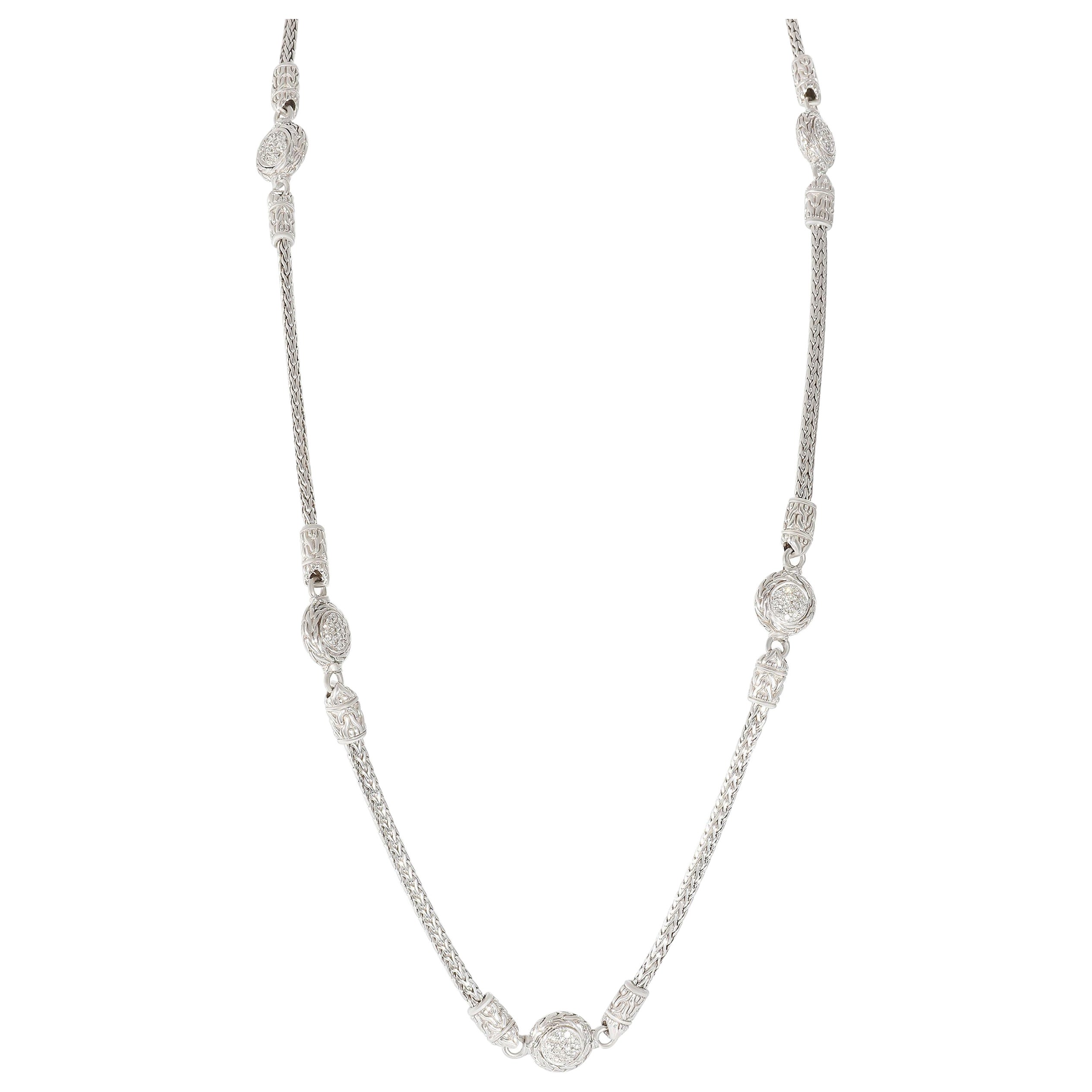 John Hardy 5 Station Diamant-Halskette aus Sterlingsilber 1,20 Karat