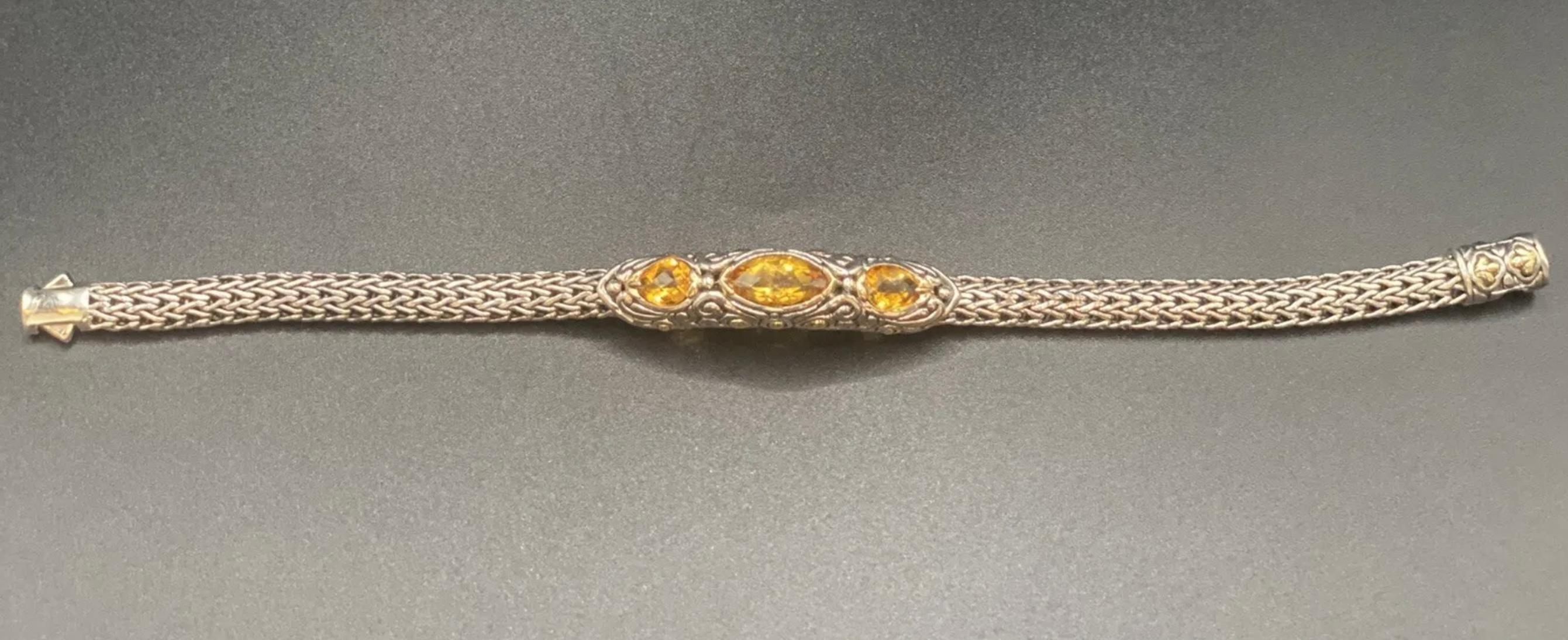 da uomo o donna John Hardy Bracciale a Catena Classica in Argento 925 con Citrino e Accenti in Oro 18k in vendita