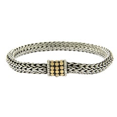 John Hardy 925 Sterling Silver 18 Karat Gold Wheat Chain Dots Bracelet